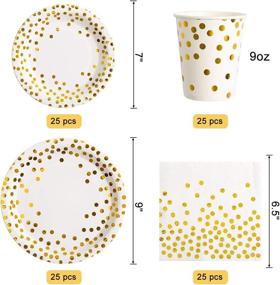 img 2 attached to 🎉 Ultimate Gold Party Supplies Set: 175-Piece Serves 25 - Gold Paper Plates, Napkins, Cups, and Gold Plastic Silverware for Wedding, Bridal Shower, Baby Shower, and Holiday Parties