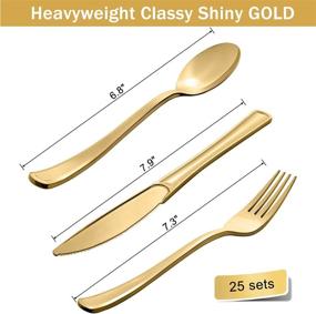 img 1 attached to 🎉 Ultimate Gold Party Supplies Set: 175-Piece Serves 25 - Gold Paper Plates, Napkins, Cups, and Gold Plastic Silverware for Wedding, Bridal Shower, Baby Shower, and Holiday Parties