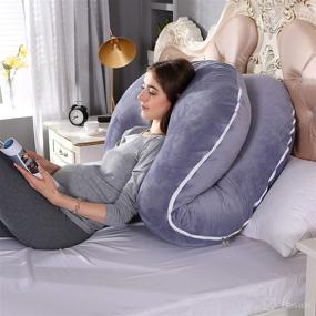 img 2 attached to 🤰 MINGPINHUIUS C Shaped Pregnancy Pillow for Sleeping, 57 inches Full Body Maternity Pillow for Pregnant Women, Pregnancy Body Pillow with Removable Velvet Cover (Grey-C)