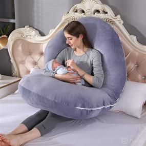 img 3 attached to 🤰 MINGPINHUIUS C Shaped Pregnancy Pillow for Sleeping, 57 inches Full Body Maternity Pillow for Pregnant Women, Pregnancy Body Pillow with Removable Velvet Cover (Grey-C)