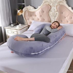 img 1 attached to 🤰 MINGPINHUIUS C Shaped Pregnancy Pillow for Sleeping, 57 inches Full Body Maternity Pillow for Pregnant Women, Pregnancy Body Pillow with Removable Velvet Cover (Grey-C)