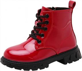 img 4 attached to Waterproof Lace-Up Ankle Combat Boots With Side Zip For Toddler Boys And Girls - By PPXID