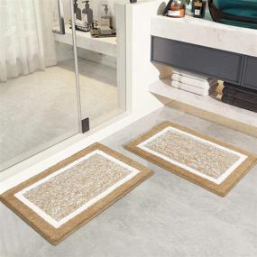 img 4 attached to Color G Bathroom Rugs Sets, 2 Pieces Ultra Soft And Water Absorbent Bath Rug, Bath Carpet, Machine Wash/Dry, For Tub, Shower, And Bath Room (16'' X 24'' + 16'' X 24'', Brown And White)