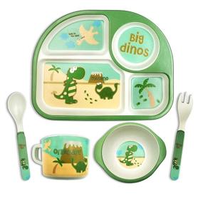 img 3 attached to Dinosaur Dishes For Kids: Toddler Dinnerware Sets Perfect For Little Dinosaurs!