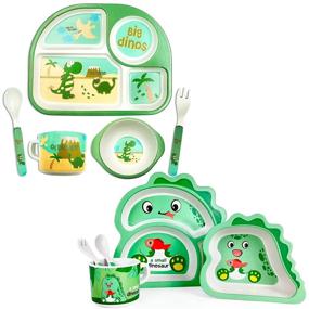 img 4 attached to Dinosaur Dishes For Kids: Toddler Dinnerware Sets Perfect For Little Dinosaurs!