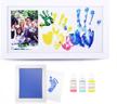 nwk diy family photo + family hand/footprints kit with 10 x 17inch elegant white wood picture frame, ink pad, non-toxic watercolor paints, baby shower family christmas gift for new mom dad logo