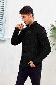 img 2 attached to Men'S Stand Collar Cable Knit Pullover Sweater Chunky Winter Fashion Buttons Twisted Thermal Sweaters