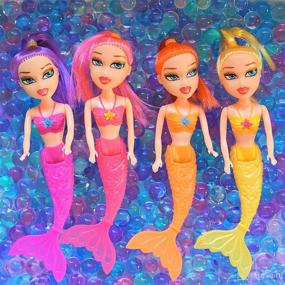 img 1 attached to 🧜 Dew Drops Mermaid Lagoon Tactile Sensory Toy Bin Kit - Includes 4 Mermaid Toy Dolls and Ocean Water Beads