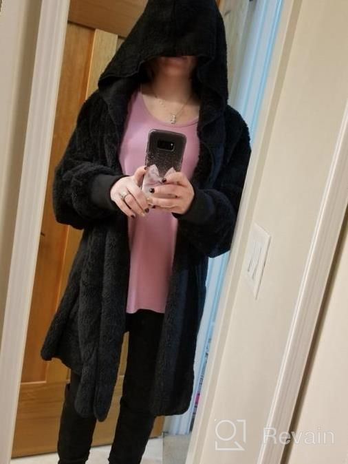 img 1 attached to Women'S Oversized Hooded Cardigan Coat With Open Front And Draped Pockets review by Ashley Santiago