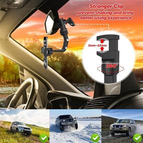 img 1 attached to 📱 Universal 360° Rotating Rearview Mirror Phone Holder for Car + 2 Data Cables: Multifunctional Mount for All Cell Phones & Vehicle back seat