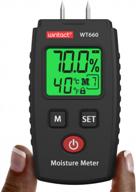 digital moisture meter, pin type water leak detector for wood, firewood, walls, drywall, paper brick concrete building material - wintact pocket logo