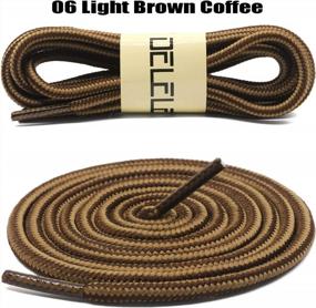 img 3 attached to Outdoor Hiking Boot Laces - 2 Pairs Of Striped Dual-Colored Shoelaces, Durable Round Rope Strings For Walking And Work Shoes