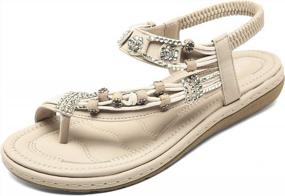 img 4 attached to Shine In Style With Katliu'S Comfortable Bohemian Rhinestone Flat Sandals For Women