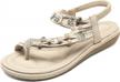 shine in style with katliu's comfortable bohemian rhinestone flat sandals for women logo