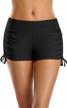 stretchy sporty boyshorts for women - alove swim shorts with side v slit - ideal beach or pool board shorts swimsuit bottoms logo