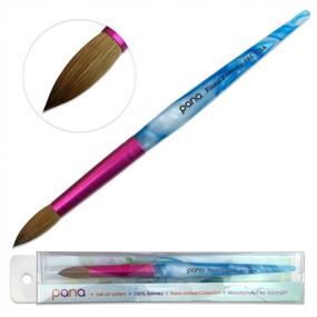 img 4 attached to PANA USA Pure Kolinsky Hair Acrylic Nail Brush In Beautiful White Swirl Blue Handle With Pink Ferrule - Round Shaped Size 16 For Perfect Acrylic Nails