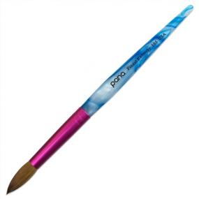 img 2 attached to PANA USA Pure Kolinsky Hair Acrylic Nail Brush In Beautiful White Swirl Blue Handle With Pink Ferrule - Round Shaped Size 16 For Perfect Acrylic Nails