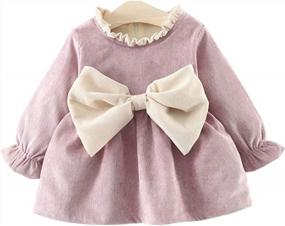 img 1 attached to Baby Girls Fall & Winter Dark Natural Olive Linen Ruffled Pullover Dress