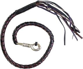 img 1 attached to 🏍️ Dream Apparel 42" Leather Motorcycle Get Back Whip: Fringed Biker Whip in Black and Dark Brown - Enhanced Handlebar Accessory