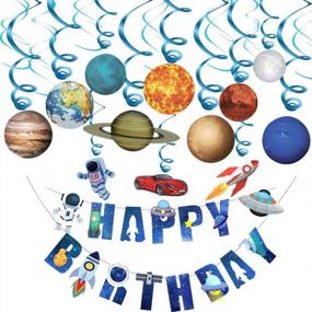img 4 attached to 30Pack Rainmae Космическая Солнечная система Висячие украшения - Вселенная Космос Тематические баннеры и завитки на день рождения для детей, аксессуары для вечеринок Baby Shower