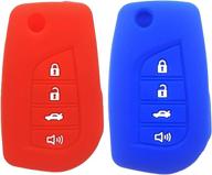 2pcs werfdsr sillicone key fob skin key cover keyless entry remote case protector shell for toyota camry 4-runner rav4 highlander corolla yaris 4 button smart remote red blue logo