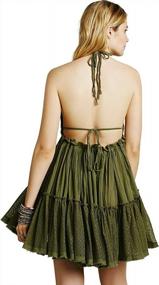 img 2 attached to Women'S Deep V-Neck Summer Mini Dress - Bohemian Backless Boho Beachwear