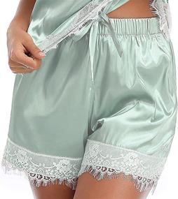 img 1 attached to Shekini Women'S Satin Cami Pajama Set With Lace Trim Shorts - Sexy Lingerie And Nightwear For Sleep