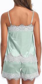 img 3 attached to Shekini Women'S Satin Cami Pajama Set With Lace Trim Shorts - Sexy Lingerie And Nightwear For Sleep