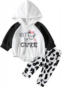 img 4 attached to Adorable Infant Baby Girl Fall Outfit - Hoodie Pullover Sweatshirt And Oversized Romper With Long Pants Set