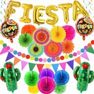 🎉 vibrant fiesta mexican party decor set: 21 pcs balloons, paper fans, pom poms, banner, perfect for cinco de mayo & birthday celebrations logo