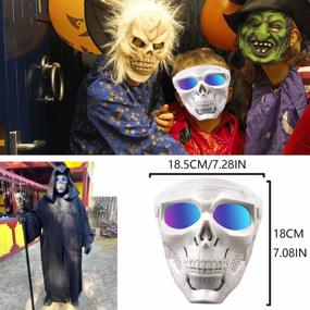 img 3 attached to BOROLA Polarized Lens Spooky Skull Face Sandproof Mask For Motorcycle Off-Road Riding Comic Role Cos Mask (8-Series, White)