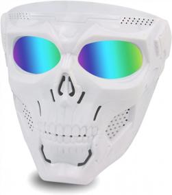 img 4 attached to BOROLA Polarized Lens Spooky Skull Face Sandproof Mask For Motorcycle Off-Road Riding Comic Role Cos Mask (8-Series, White)