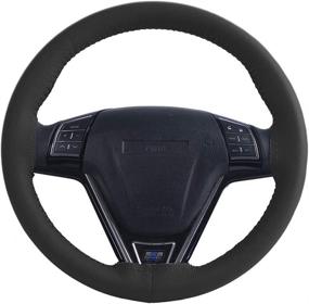 img 3 attached to 🚗 DIY Black Anti-Slip Car Steering Wheel Cover - Hand Sewn Universal 15 Inch Cow Leather Design