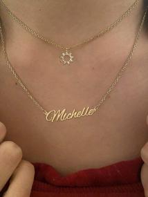 img 3 attached to TinyName Custom Name Necklace Personalized, 18K Gold Plated Personalized Layered Choker Name Plate Necklace Customized Name Necklace For Women