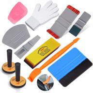 car wrapping vehicle window tint film tool kit - gomake vinyl wrap set with felt squeegee, magnet holder, stick, rubber squeegee & glove for vehicle decoration. logo