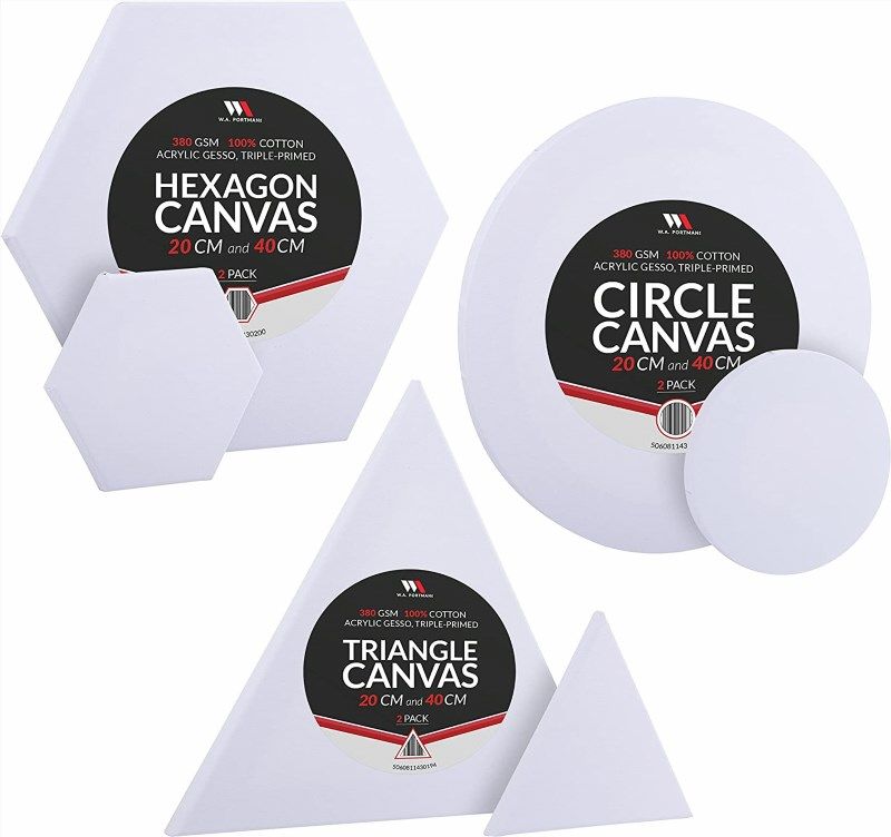 WA Portman Circle Canvas 2 Pack - Small & Large Round Canvas - 20 cm & 40  cm (15.75 inch & 7.9 inch) Diameter - 2 Circle Canvases for Painting -  Round
