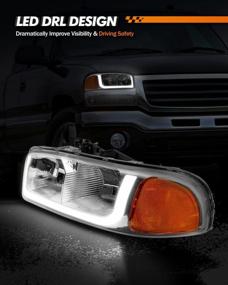 img 3 attached to SEALIGHT LED Headlight Assembly With DRL For 1999-2006 Sierra/Yukon - Chrome Housing, Amber Reflector, Clear Lens, Daytime Running Lights - Replacement Pair