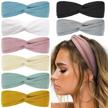 🌺 stylish and non-slip boho headbands for women - 8pcs solid color hair accessories for short hair, perfect for summer fashion logo