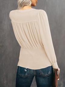 img 2 attached to Elegant V-Neck Ruffled Chiffon Blouse For Women - Vintage Empire Waist Long Sleeve Shirt By Gemijack