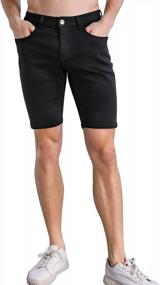 img 4 attached to Men'S Slim Ripped Jean Shorts: Stretch Denim For Casual Comfort