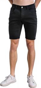 img 3 attached to Men'S Slim Ripped Jean Shorts: Stretch Denim For Casual Comfort