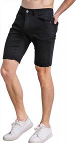 img 1 attached to Men'S Slim Ripped Jean Shorts: Stretch Denim For Casual Comfort