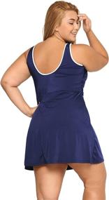 img 3 attached to Flattering Plus Size Swimdress: Zip Front One Piece With Skirted Design