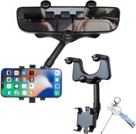 📱 zhcccjboy multifunctional 360° rear view mirror phone holder: rotatable & retractable - new version (dark black) logo