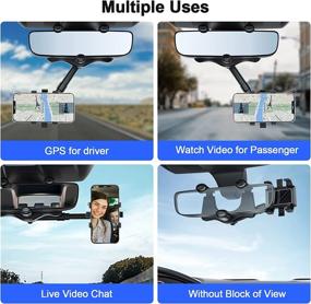 img 1 attached to 📱 ZHCCCJBOY Multifunctional 360° Rear View Mirror Phone Holder: Rotatable & Retractable - New Version (Dark Black)