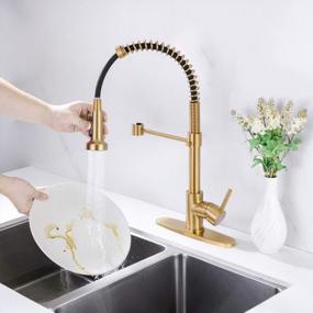 img 2 attached to Upgrade Your Kitchen With The Elegant And Functional BZOOSIU Pull Down Sprayer Kitchen Faucet In Brushed Gold