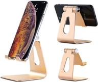 📱 aluminum cell phone stand holder dock cradle - adjustable desktop stand for samsung galaxy iphone x xr xs max, ipad mini, nintendo switch & all smart phones (gold) logo