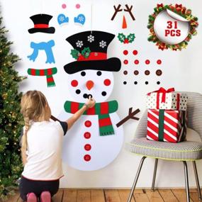 img 4 attached to Festive Fun: Create Your Own Snowman With OurWarm'S DIY Felt Christmas Games Set - 31 PCS Detachable Ornaments Included!