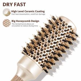 img 3 attached to Professional Ionic Round Brush For Women'S Hair Blow Drying - Nano Thermal Ceramic, Boar Bristles, And Medium Barrel For Volume And Styling - 1.7 Inch