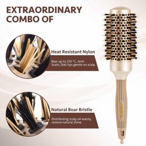 img 2 attached to Professional Ionic Round Brush For Women'S Hair Blow Drying - Nano Thermal Ceramic, Boar Bristles, And Medium Barrel For Volume And Styling - 1.7 Inch